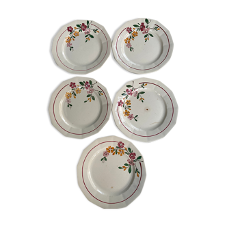 Set of 5 old plates Sarreguemines Bitche