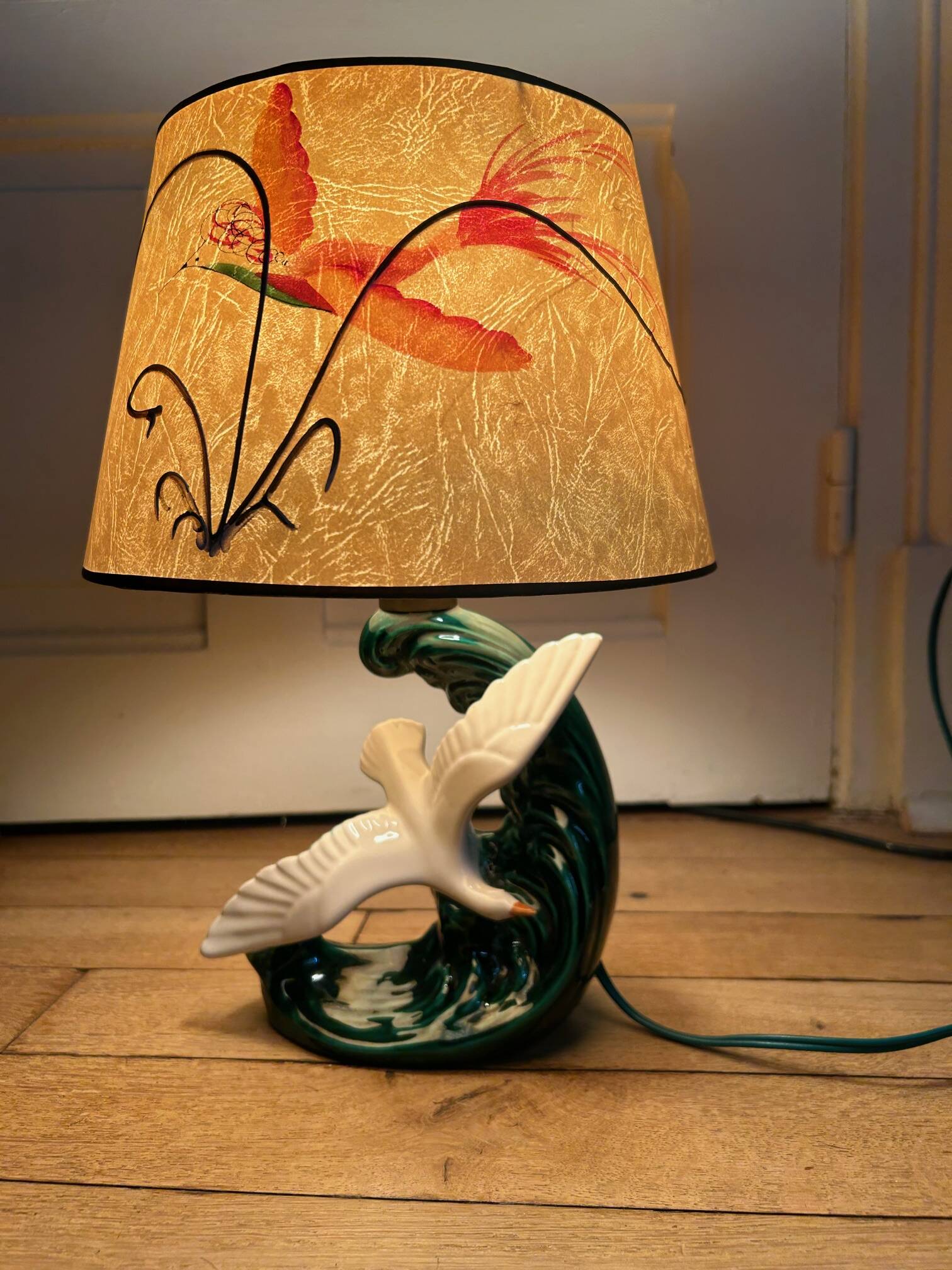 1950s ceramic bird lamp