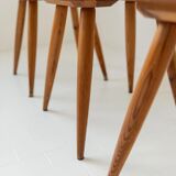 Set of 3 vintage wooden farmhouse chairs from the 1960s.