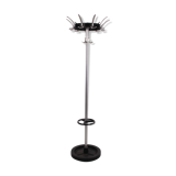 Vintage chrome standing coat rack with umbrella rack