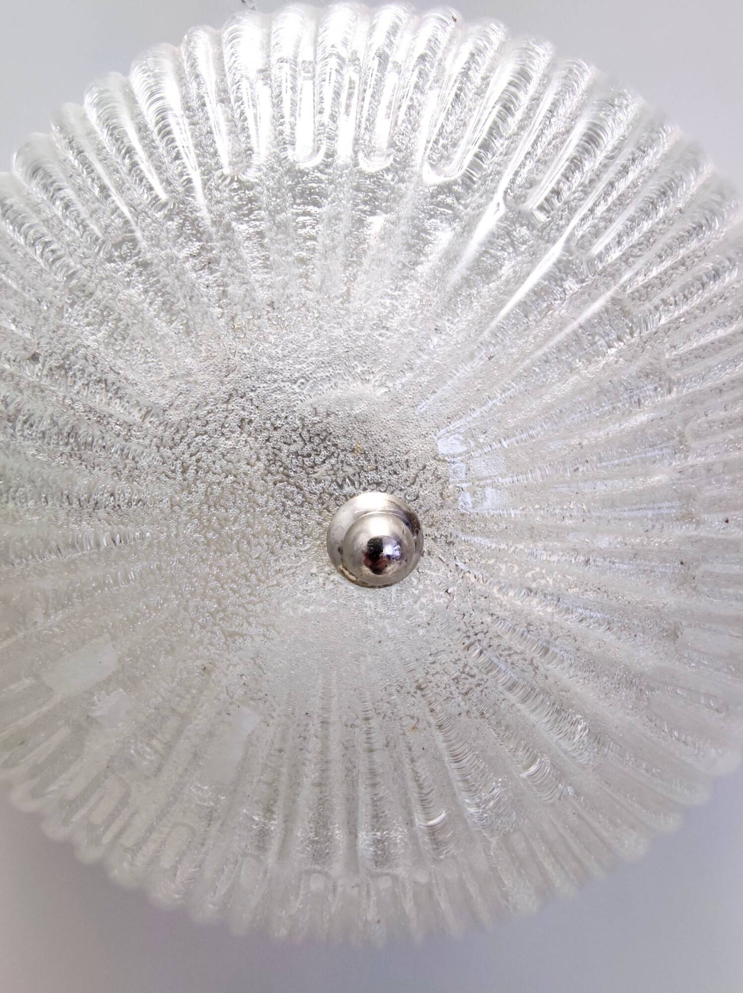 Pair of Round Murano Glass Ceiling Lights or Sconces, Italy