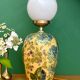 Vintage table lamp with floral decorations and white opaline.