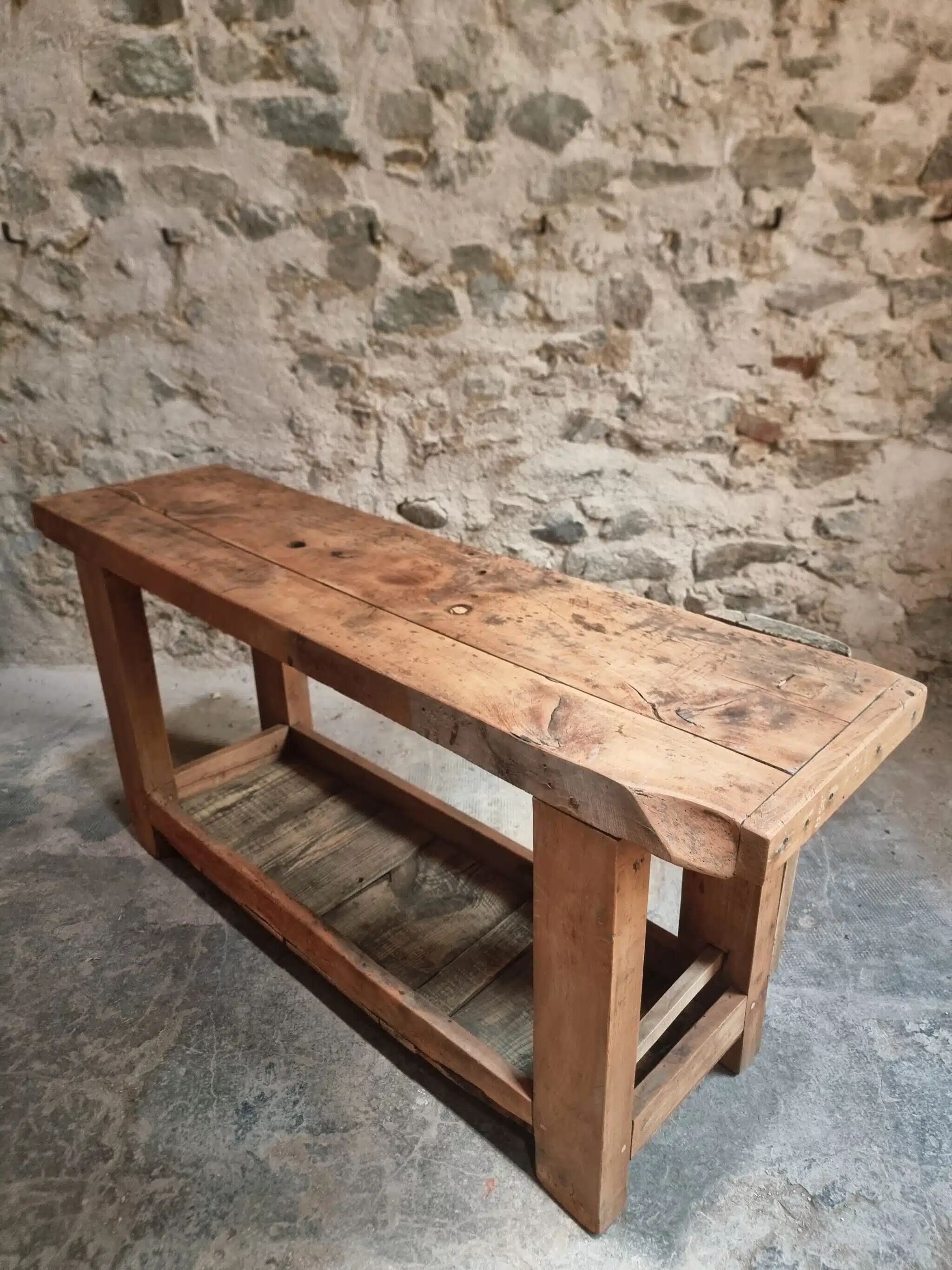 Rustic old workbench, carpenter's bench, console, washbasin unit, around 1900.