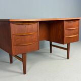 Scandinavian modern teak desk with backside book shelving, 1960, Denmark