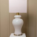 XXL Murano Glass Table Lamp, 1970s Italy, soft pink opaline – hand-blown glass with brass base