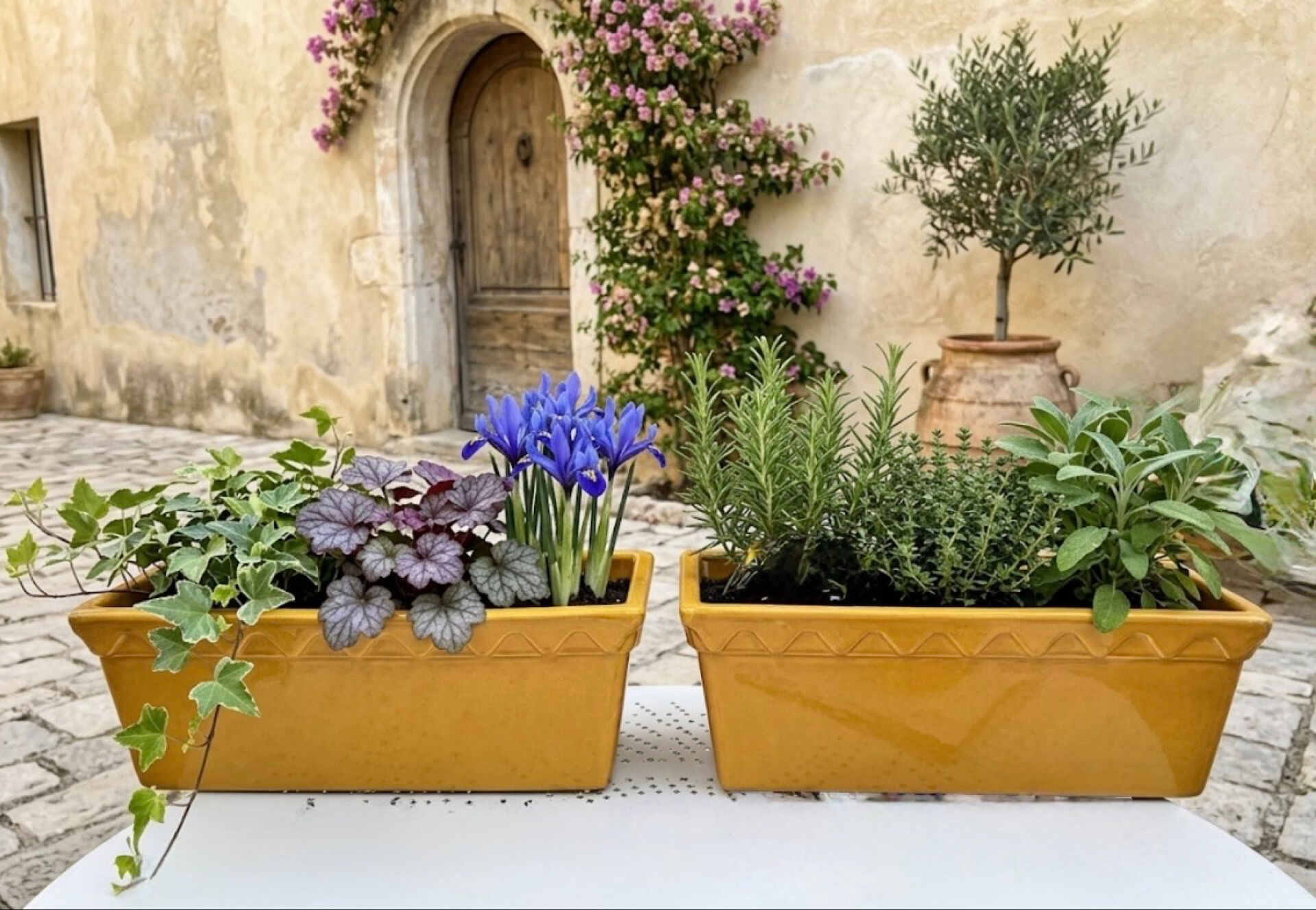 Pair of glazed ceramic planters SILMA Italy - 1970s