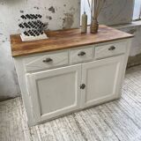 Meuble de métier enfilade patine blanche