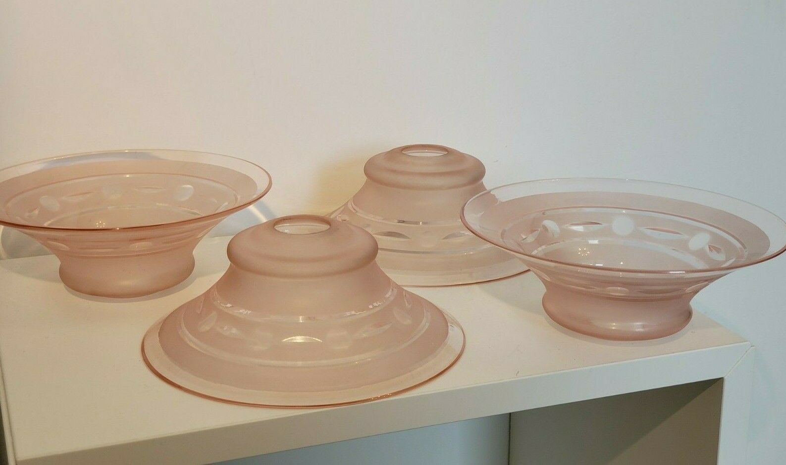 4 tulipes en verre rose abat-jour