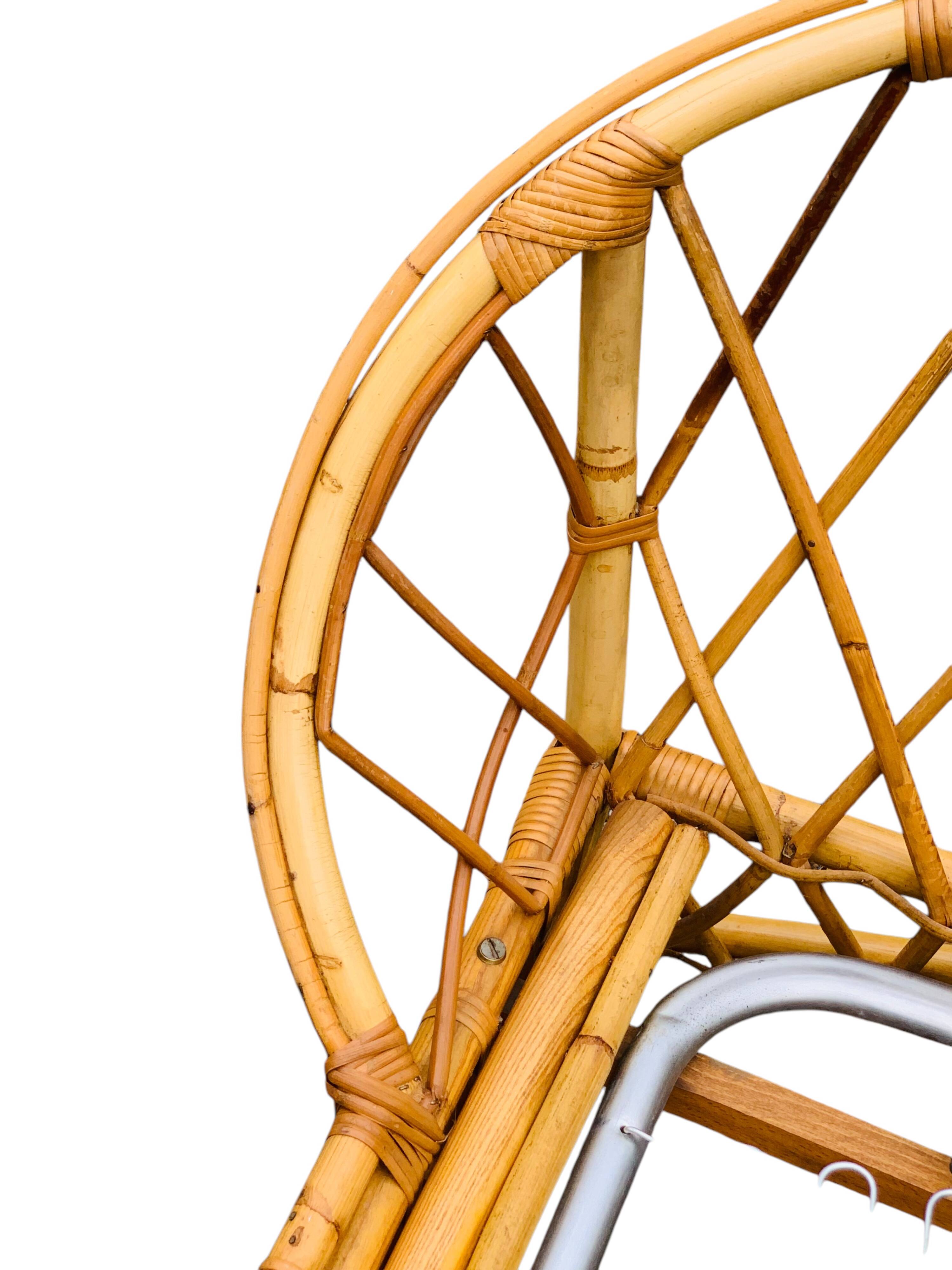 Rattan basket bed 90x190 vintage 1960