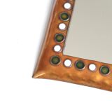 Rectangular enameled copper wall mirror signed Michel