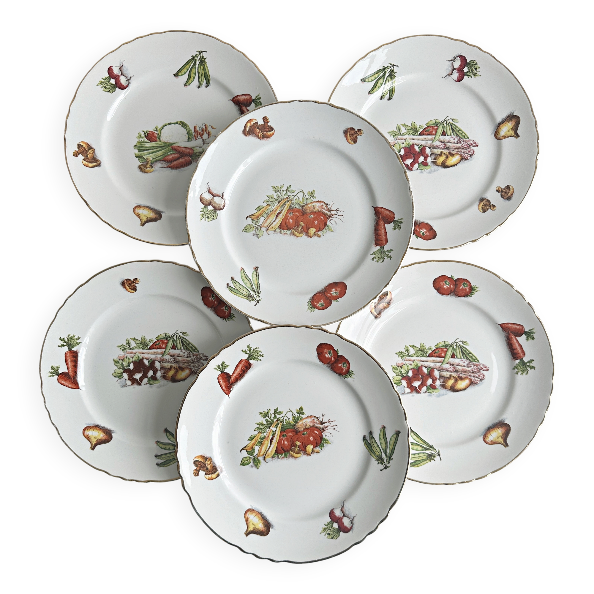 Set of 6 antique French plates