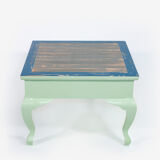Square solid wood coffee table with curved legs