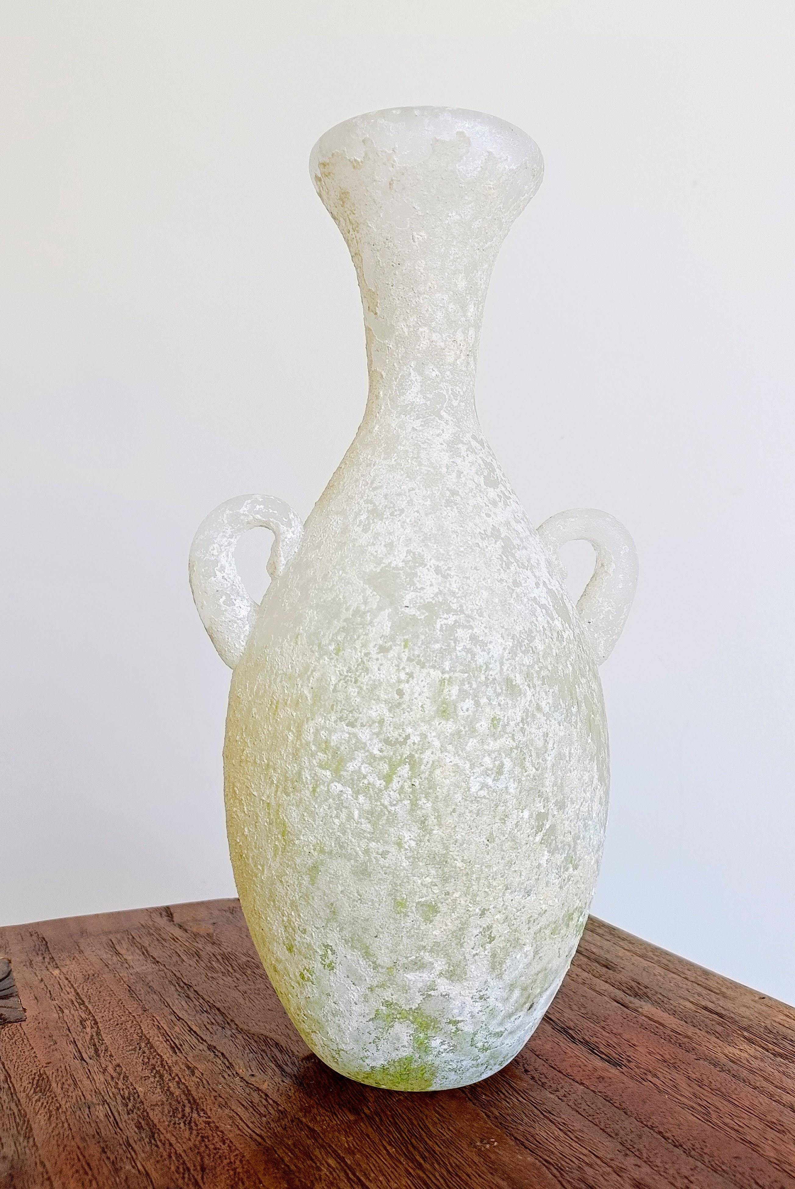 1960s Murano Glass Amphora Vase by La Murrina with Scavo Decoration
