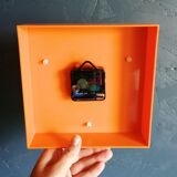 Vintage clock square silent wall clock "Bauknecht orange white"