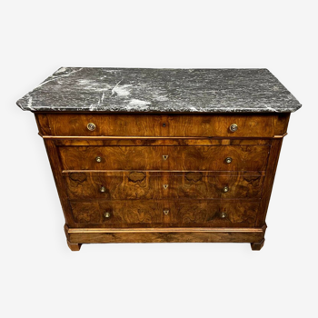 Commode époque Louis Philippe en ronce de noyer vers 1830