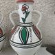 Pair of amphora vase, vintage artisanal and oriental pottery