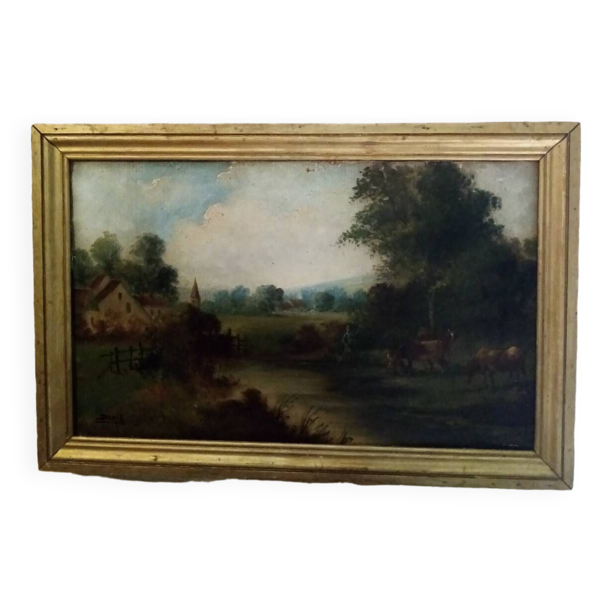 Farm landscape scene painting
