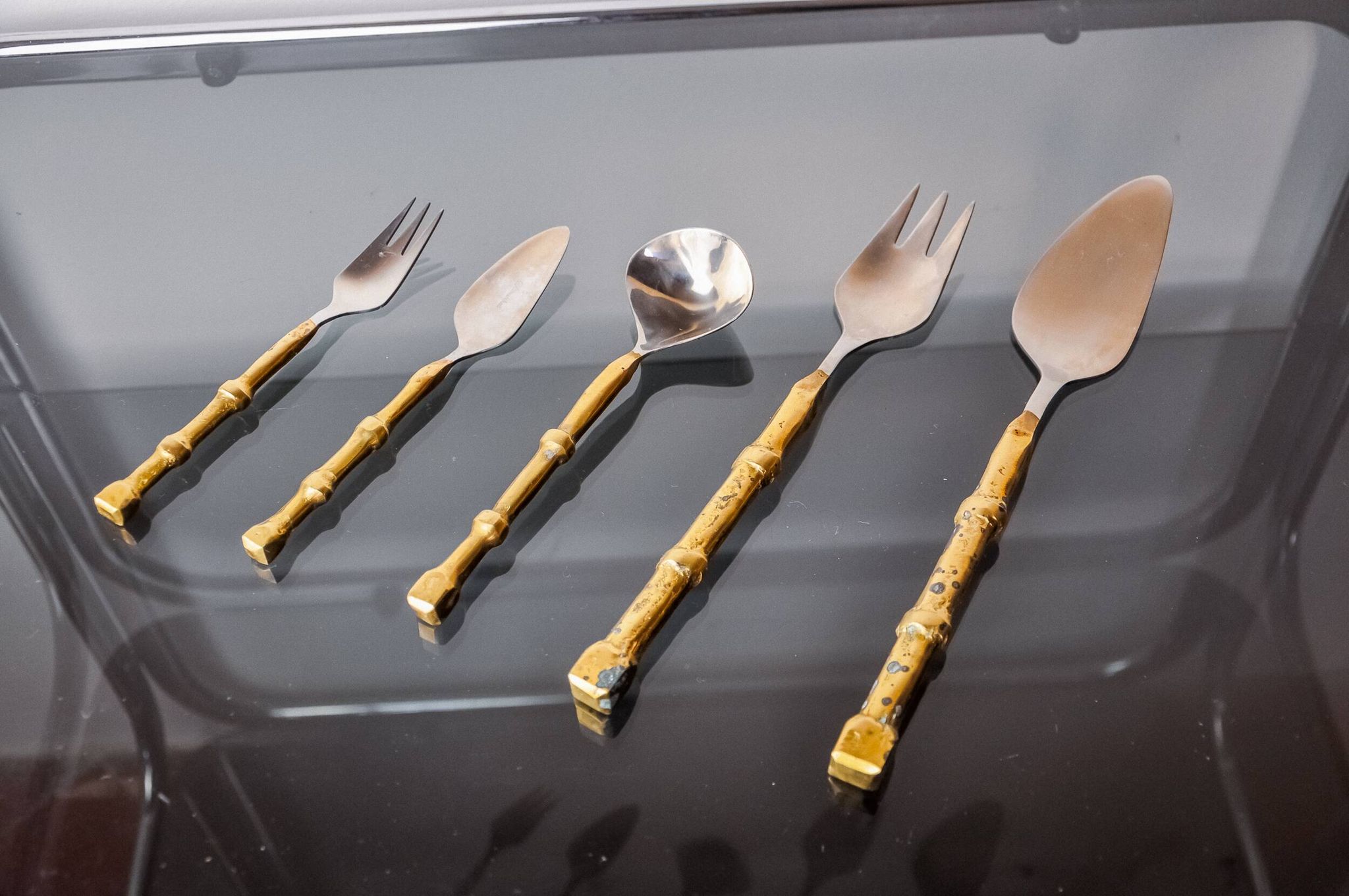 Brutalist dessert cutlery set by David Marshall, Spain, 1970