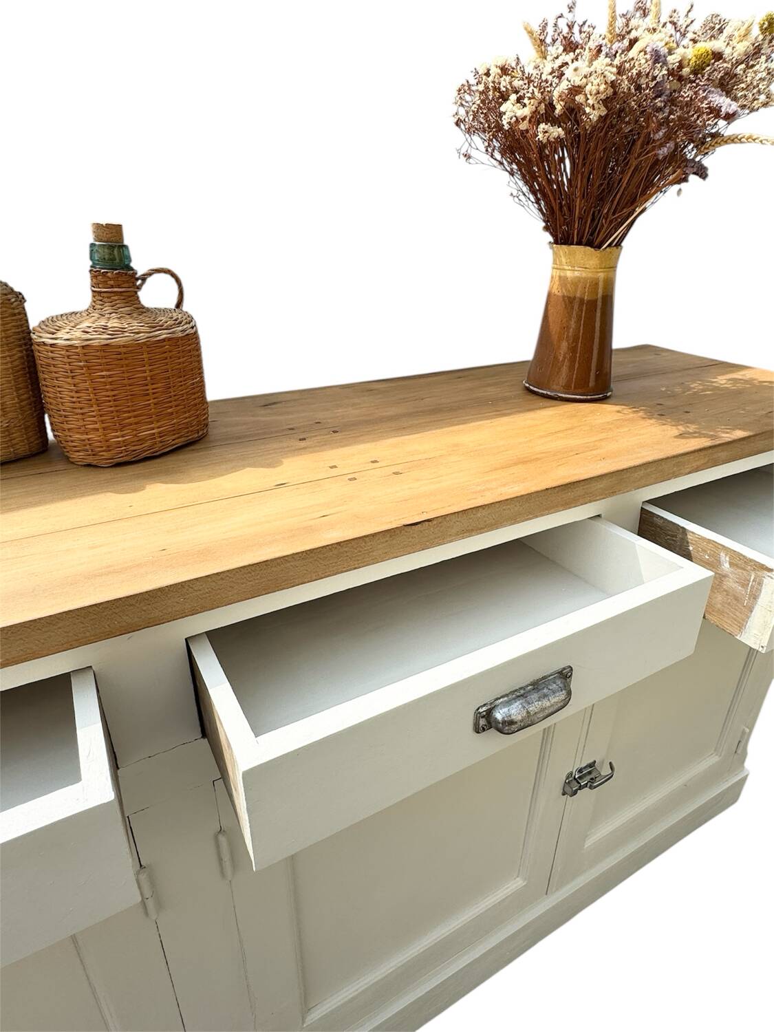 Vintage 3-door wooden sideboard