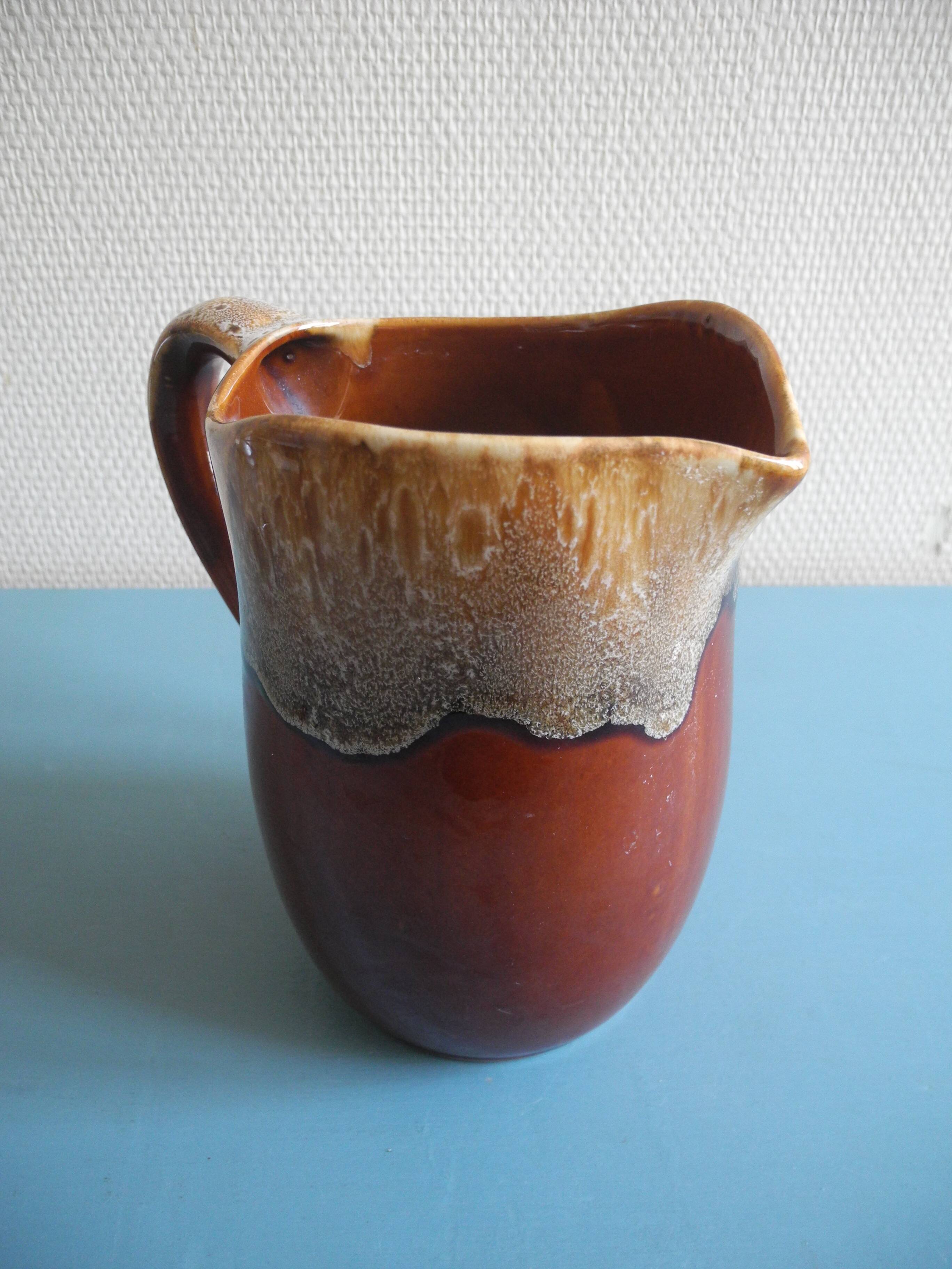vintage Rhoda ceramic pitcher/jug, fat lava
