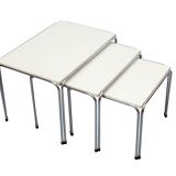 1970s nesting tables in white and chrome