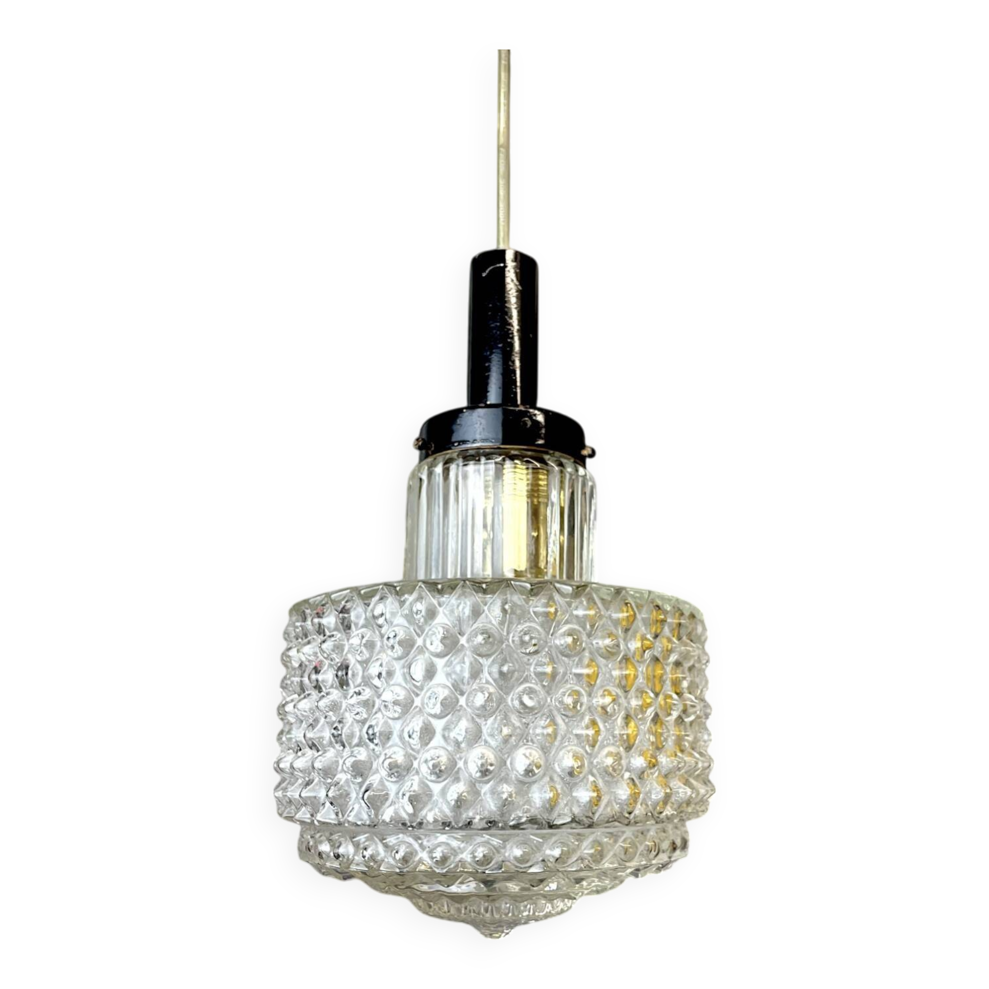 Mid Century small hobnail glass hanging ceiling lamp