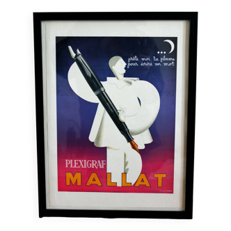 Affiche Pierrot la Lune stylo Mallat vintage