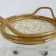 Plateau rond en bambou et nacre Capiz des Philippines, made in Italy, 1970