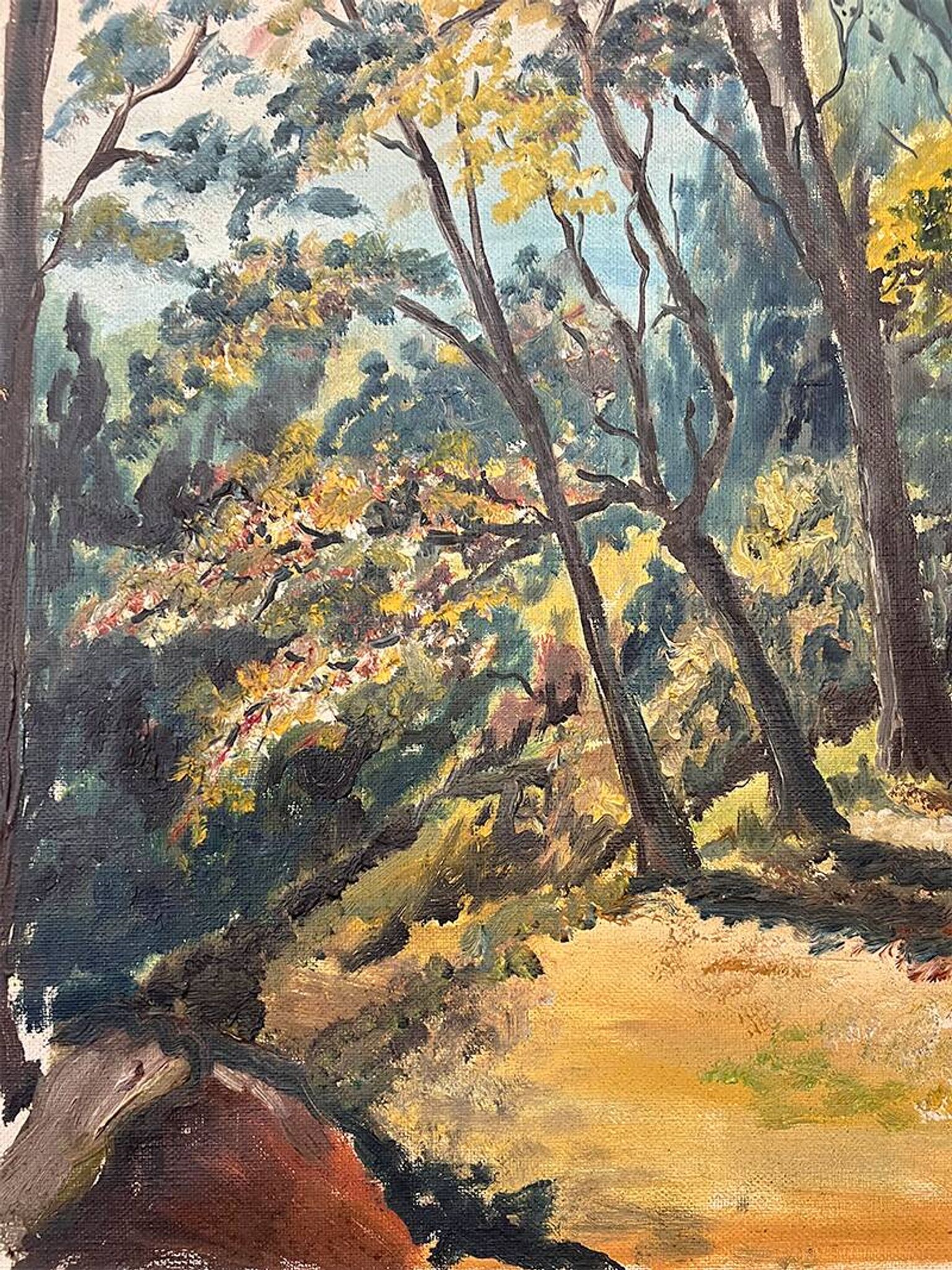 Tableau, huile sur toile « Chemin dans la forêt »