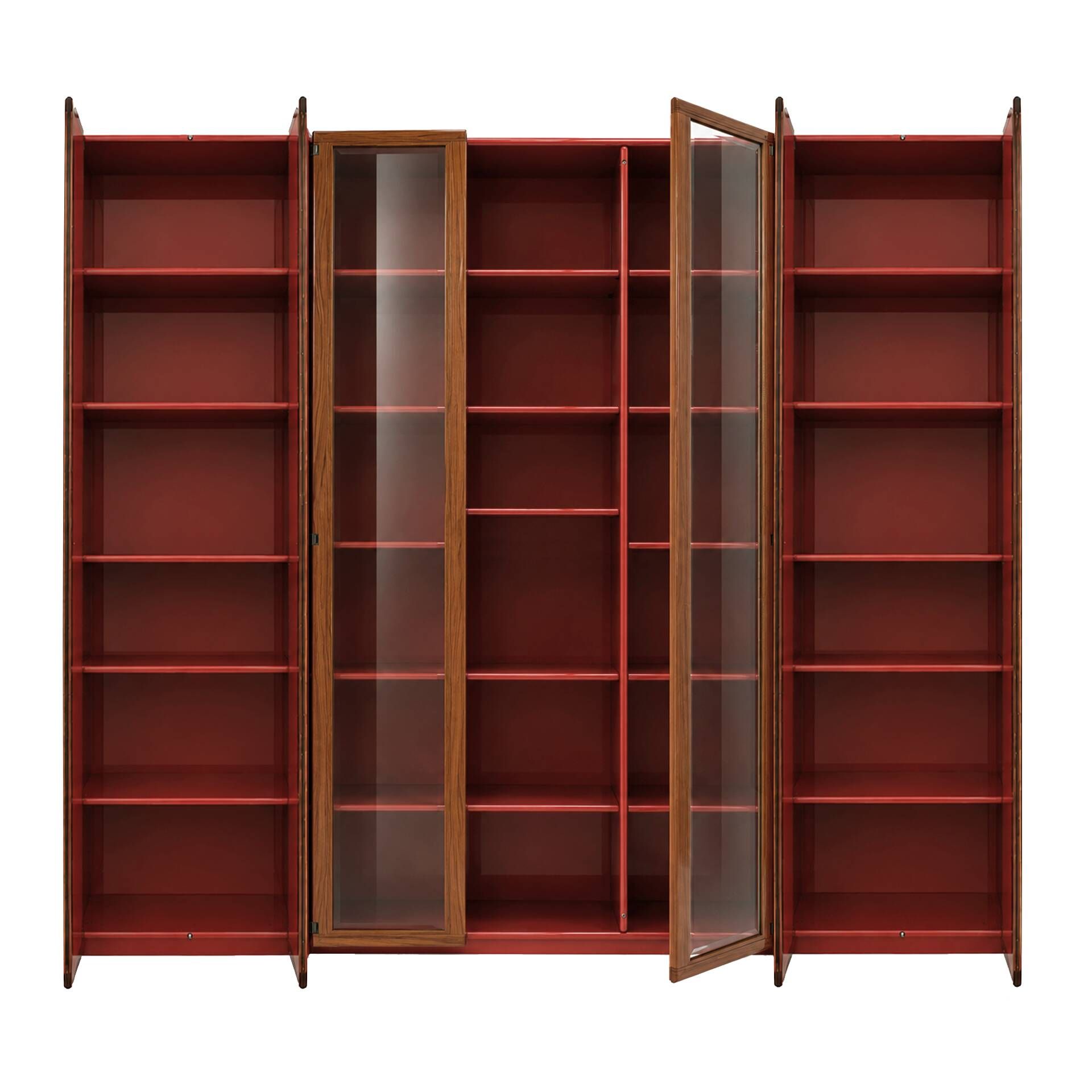Mid-Century Afra & Tobia Scarpa Italian Red Lacquer 1960s Modular Wall Unit