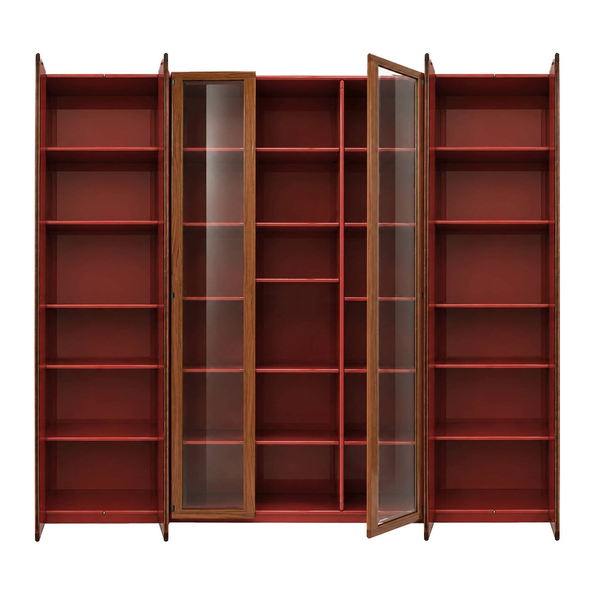 Mid-Century Afra & Tobia Scarpa Italian Red Lacquer 1960s Modular Wall Unit