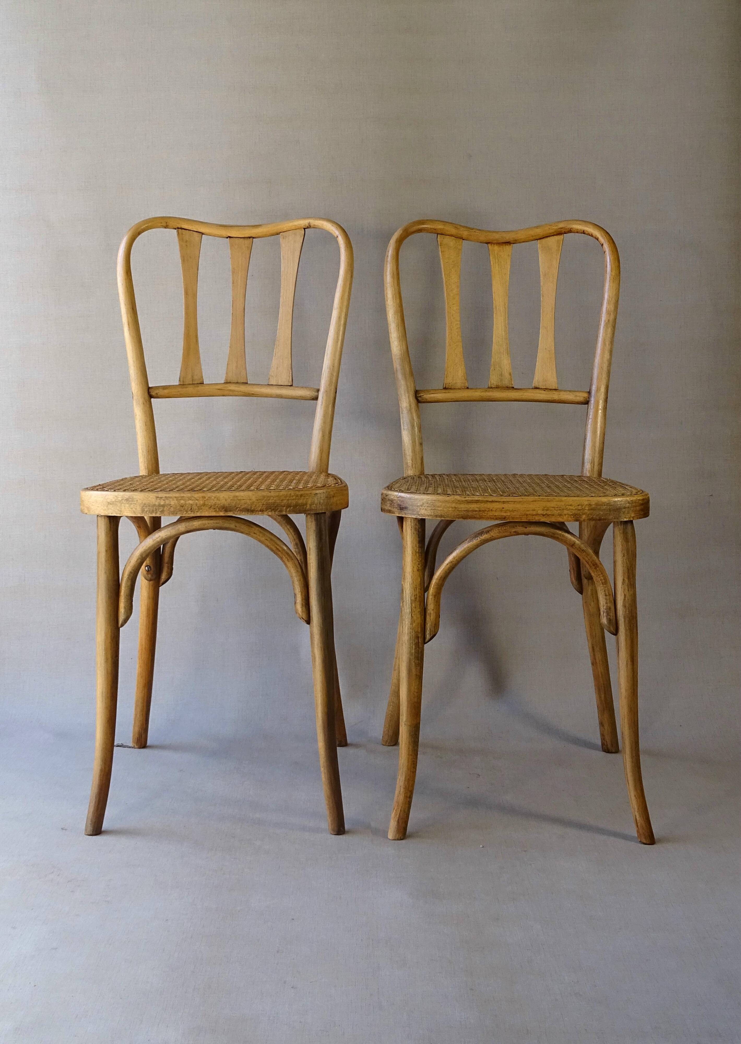 2 caned bistro chairs, Horgen Glarus (Switzerland), around 1925 - no Thonet.