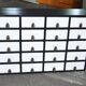 Vintage industrial chest of drawers in black and white pine, 20 drawers, 1950s apothecary style.