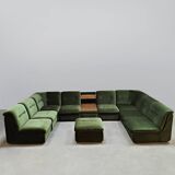 Canapé vintage modulable en velours "Green Spirit"