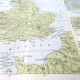 Vintage map of Great Britain and Ireland 43x43cm from 1950.