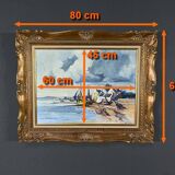 Marine painting “Littoral Breton” signed Marijane le Goaster – 1985