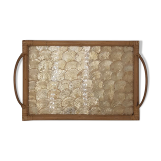 Mother-of-pearl and rattan top