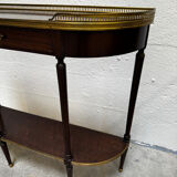 Louis XVI demi-moon console in wood and brass.
