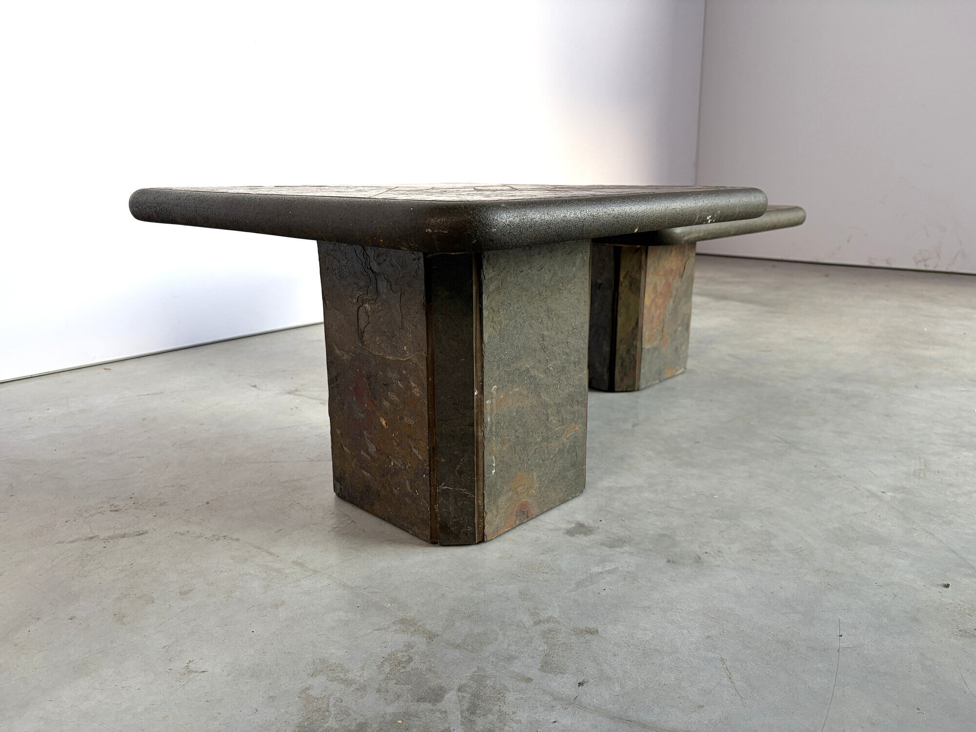 Vintage brutalist slate stone nesting by Laub, 1980s