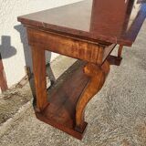 Large console with mahogany butt top red and white marble of the xix th century