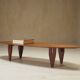 Danish coffee table in the shape of a surfboard from the 1960s.