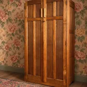 Small English oak wardrobe from the early 20th century with unusual proportions, a rarity.