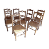 Suite of oak chairs; canated seats
