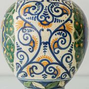 Table lamp in ceramic, Italian Renaissance, Cantagalli style, circa 1880-1900.