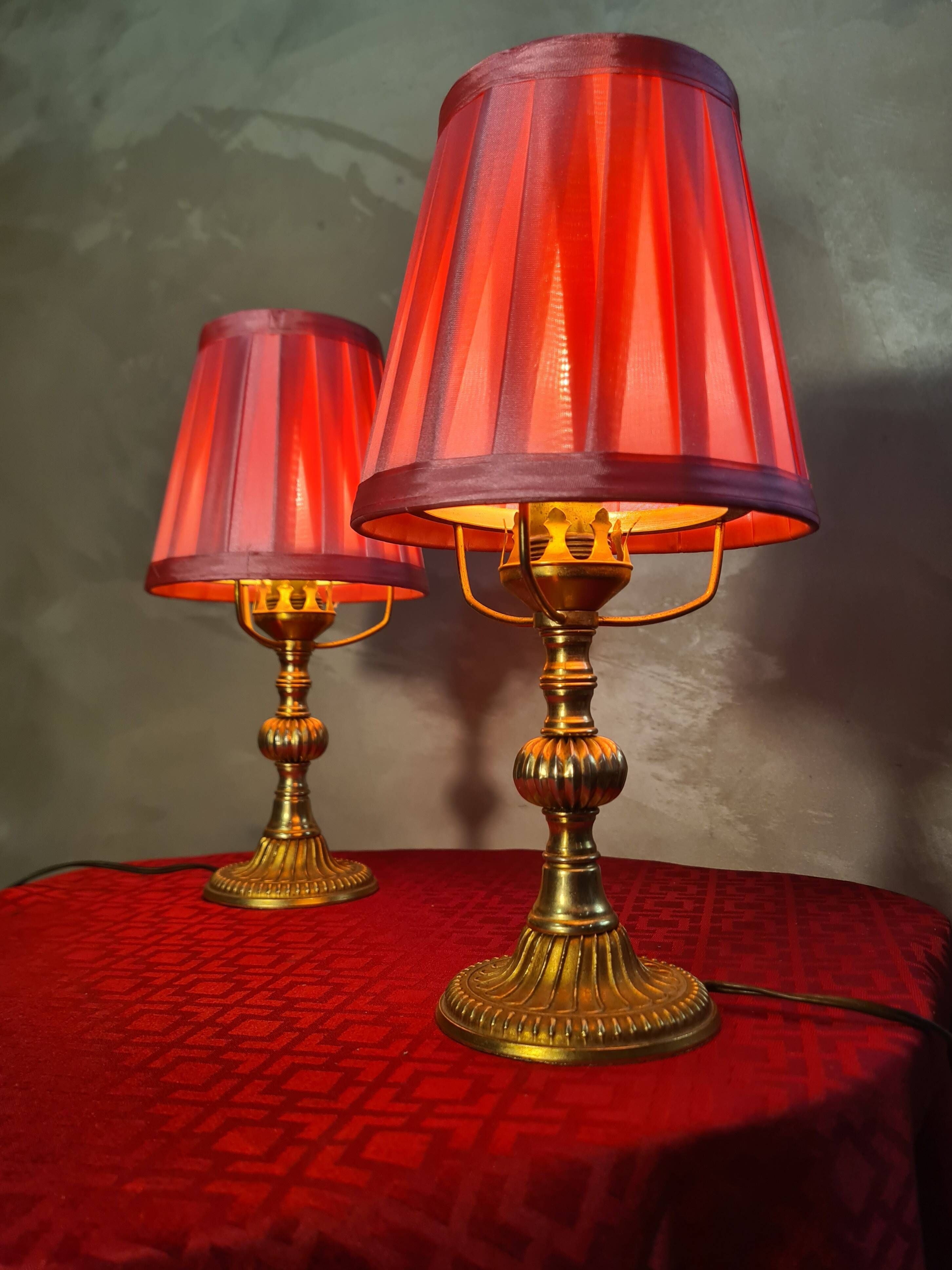 pair of brass lamps, bedside, bedroom, new lampshade 28x13, electrical working, superb