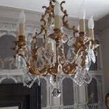Bronze and crystal chandelier 8 fires