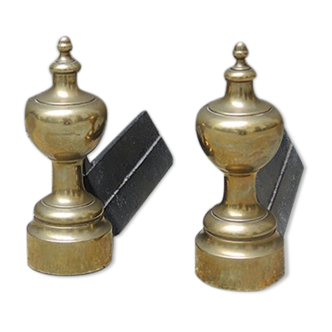 Old cast iron and brass minaret andirons