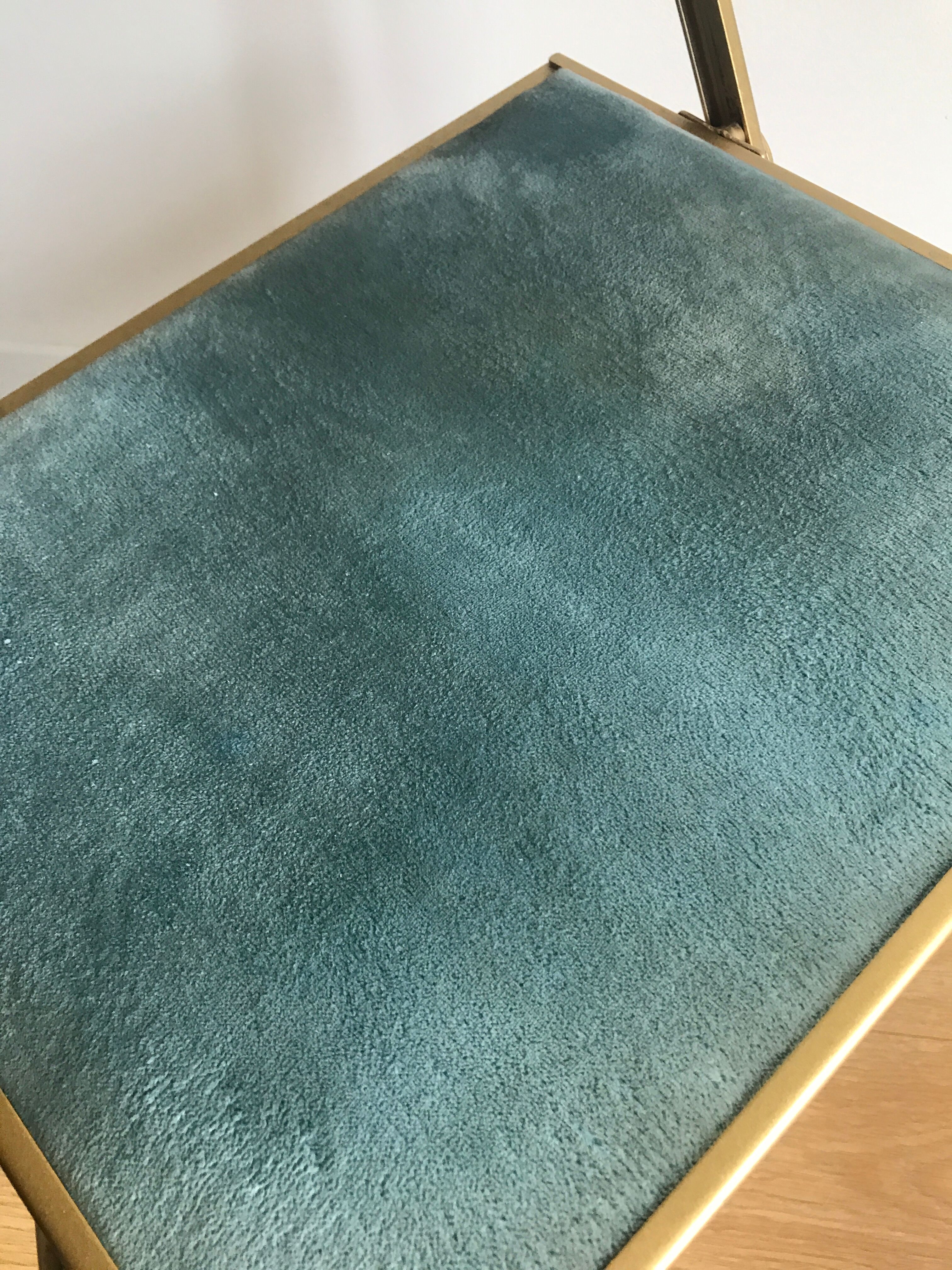 Vintage chaisor folding chair golden frame and blue velvet