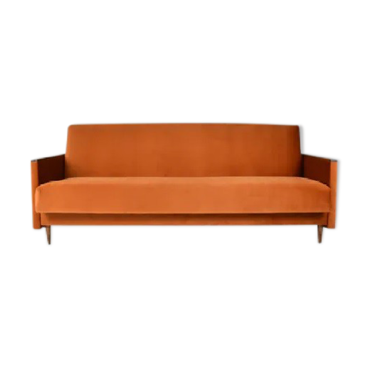 Original foldable couch, russet velvet, restored, 1960s