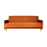 Original foldable couch, russet velvet, restored, 1960s